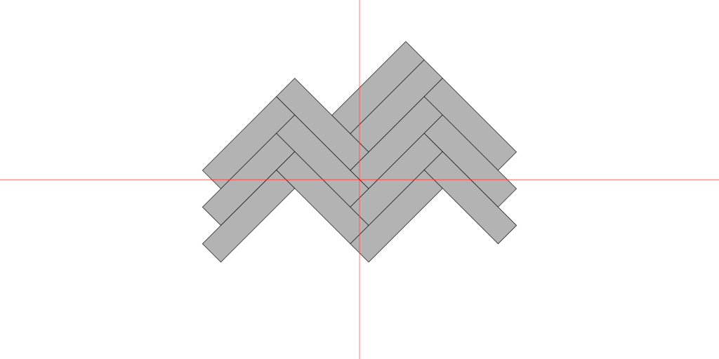 Representation of Working the Herringbone Pattern Out From a Central Starting Point